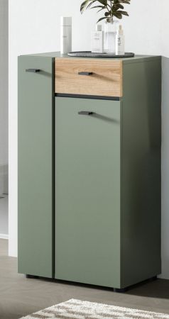 Badezimmer Kommode Matteo in Gr�n und Evoke Eiche 51 x 91 cm
