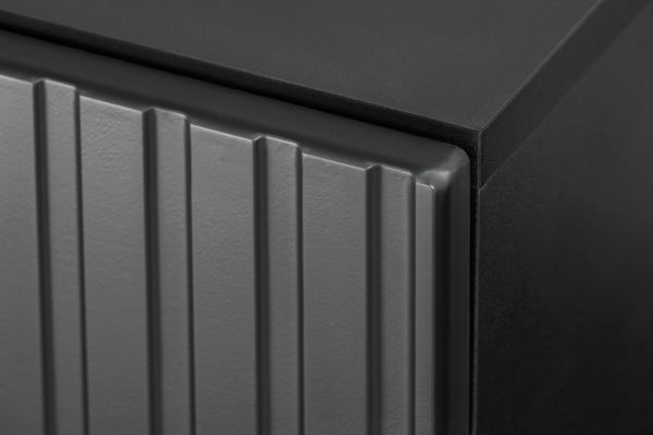 Wohnwand Secret in Schwarz mit Vicking Eiche 300 cm, 6-teilig inkl. LED und Push-to-Open-Funktion