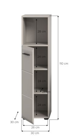 Badezimmer Kommode Cover in Kaschmir / Sand, hohe Badkommode 30 x 110 cm