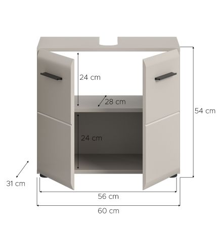 Waschbeckenunterschrank Cover in Kaschmir / Sand Badezimmer Unterschrank 60 cm