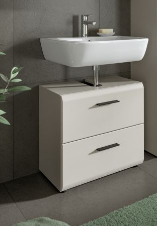 Waschbeckenunterschrank Cover in Kaschmir / Sand, Badschrank 60 cm mit Vollauszug