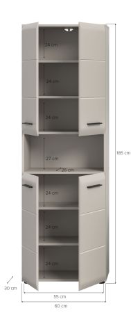 Badezimmer Hochschrank Cover in Kaschmir / Sand Badschrank 4-t�rig 60 x 185 cm