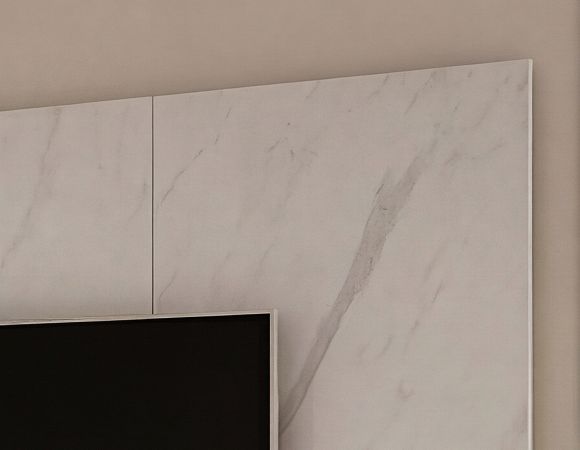 Wohnwand Charm in Kaschmir und Marmor wei� 240 cm, inklusive Beleuchtung und Push-To-Open