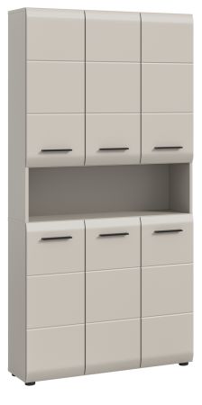 Badezimmer Hochschrank Cover in Kaschmir / Sand, 6-t�riger Mehrzweckschrank 90 x 185 cm