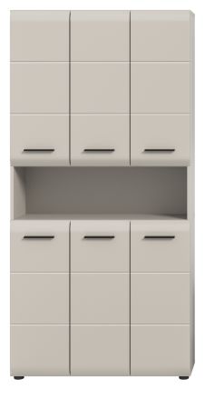 Badezimmer Hochschrank Cover in Kaschmir / Sand, 6-t�riger Mehrzweckschrank 90 x 185 cm