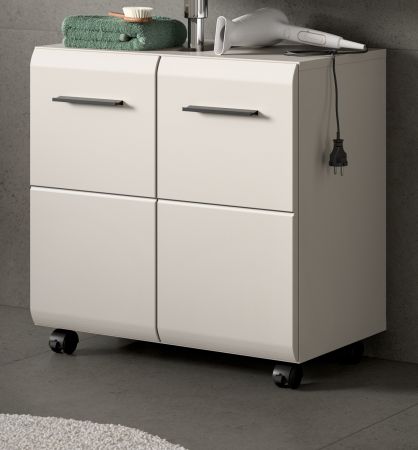 Waschbeckenunterschrank Cover in Kaschmir / Sand Badschrank auf Rollen 60 cm