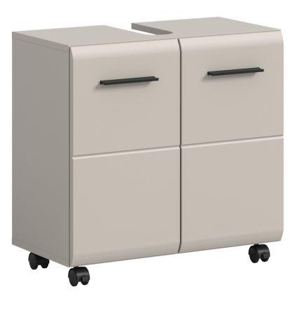 Waschbeckenunterschrank Cover in Kaschmir / Sand Badschrank auf Rollen 60 cm