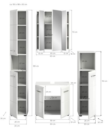 Badm�bel Set 4-teilig Cover in Kaschmir Badkombination 150 x 185 cm
