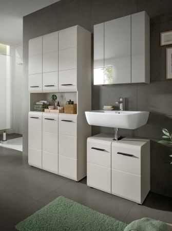 Badezimmer Hochschrank Set Cover in Kaschmir 2x Mehrzweckschrank 180 x 185 cm