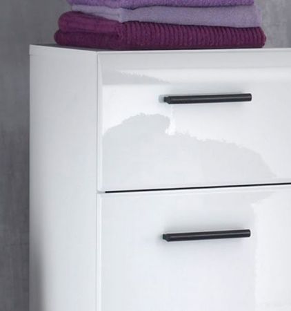Badezimmer Kommode Clarito in wei� Hochglanz, Badschrank 30 x 79 cm