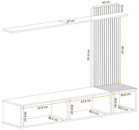 Wohnwand Madina mattes Gr�n und Eiche Leistenoptik, Schrankwand h�ngend 180 cm mit Push-to-Open