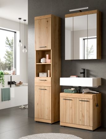 Badezimmer Hochschrank Shawn in Artisan Eiche Badschrank 37 x 191 cm