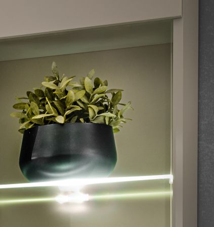 Wohnwand iLike in Lehm-Grau und Artisan Eiche 200 cm, inklusive LED Beleuchtung und Push-to-Open