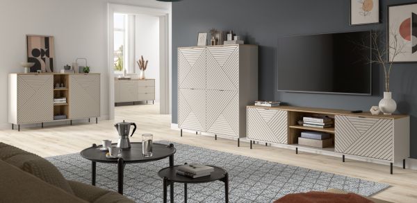Sideboard Bente in Kaschmir und Evoke Eiche Kommode 154 x 95 cm