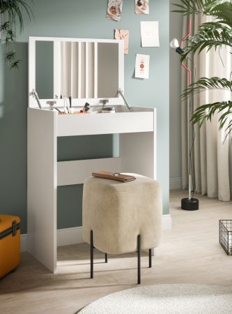 Schminktisch Charme in Wei�, Kosmetiktisch mit Spiegel 62 x 84 cm, Soft-Close