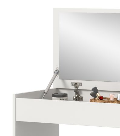 Schminktisch Charme in Wei�, Kosmetiktisch mit Spiegel 62 x 84 cm, Soft-Close