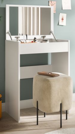 Schminktisch Charme in Wei�, Kosmetiktisch mit Spiegel 62 x 84 cm, Soft-Close