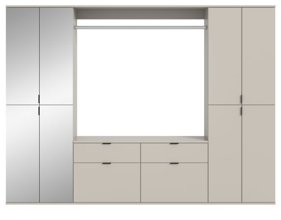 Garderobe Set Line-Up in Kaschmir, Garderoben- und Schuhschrank mit Spiegel 243 x 193 cm