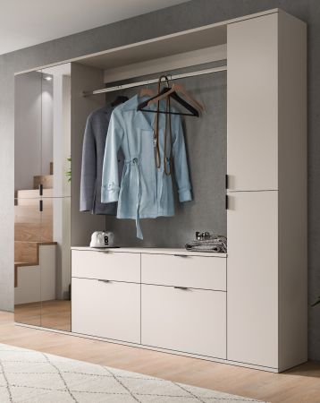 Garderobe Set Line-Up in Kaschmir, Garderobenschrank mit Spiegel 212 x 193 cm