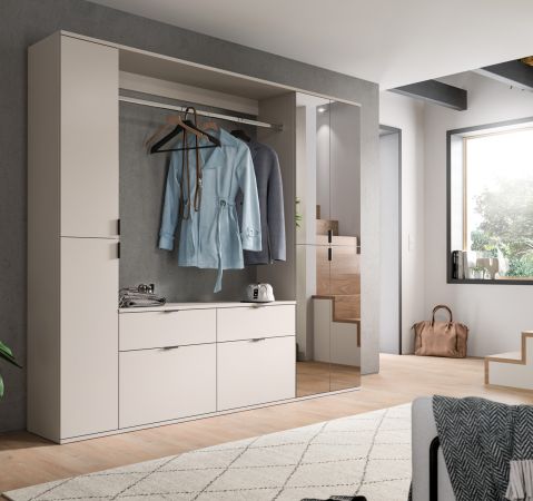 Garderobe Set Line-Up in Kaschmir, Garderobenschrank mit Spiegel 212 x 193 cm