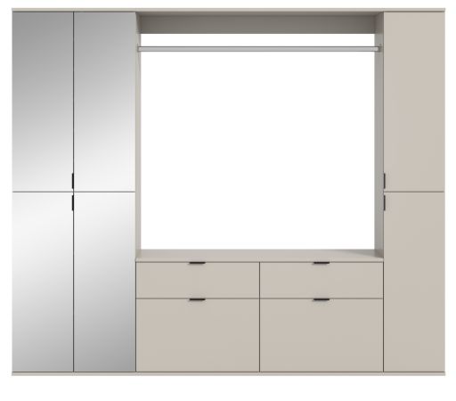 Garderobe Set Line-Up in Kaschmir, Garderobenschrank mit Spiegel 212 x 193 cm
