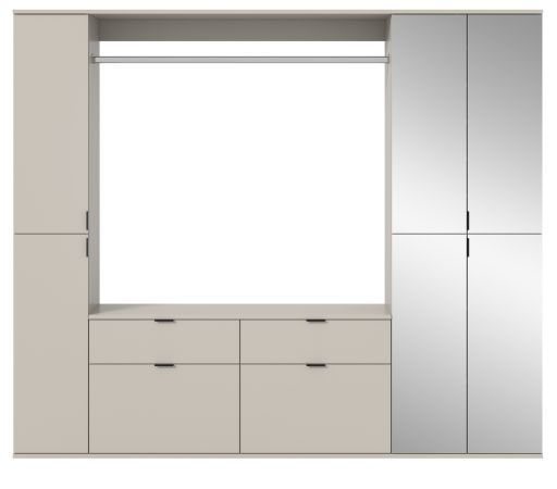 Garderobe Set Line-Up in Kaschmir, Garderobenschrank mit Spiegel 212 x 193 cm