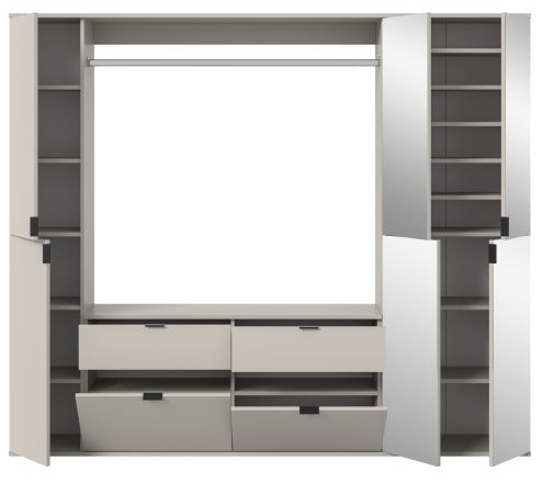 Garderobe Set Line-Up in Kaschmir, Garderobenschrank mit Spiegel 212 x 193 cm
