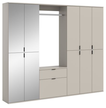 Garderobe Set Line-Up in Kaschmir, Garderobenschrank mit Spiegel 213 x 193 cm