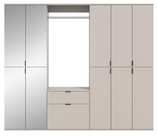 Garderobe Set Line-Up in Kaschmir, Garderobenschrank mit Spiegel 213 x 193 cm