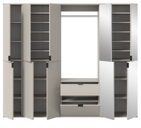 Garderobe Set Line-Up in Kaschmir, Garderobenschrank mit Spiegel 213 x 193 cm