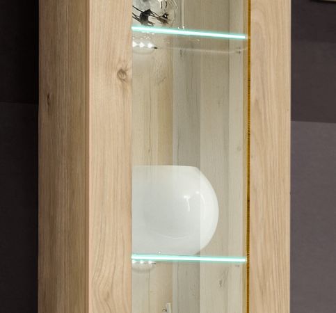 Wohnwand Option in Jackson Eiche Schrankwand 5-teilig h�ngend mit LED und Push-To-Open, 260 x 170 cm