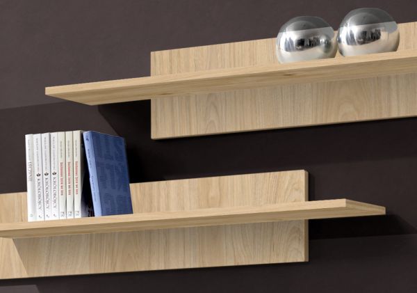 Wohnwand Option in Jackson Eiche Schrankwand 5-teilig h�ngend mit LED und Push-To-Open, 260 x 170 cm