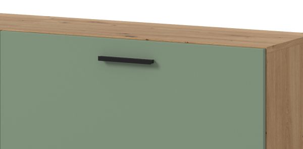 TV-Lowboard Onawa in Gr�n und Artisan Eiche TV-Unterteil h�ngend / stehend 176 cm, Soft-Close