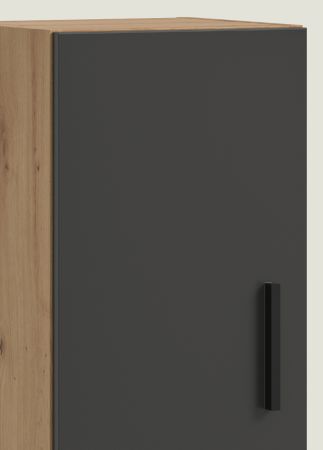 Wohnwand Onawa in Grau und Artisan Eiche Wohnkombination 256 x 178 cm, Soft-Close
