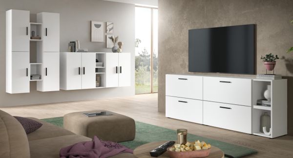 Sideboard Onawa in wei� Kommode h�ngend / stehend 176 cm, Soft-Close