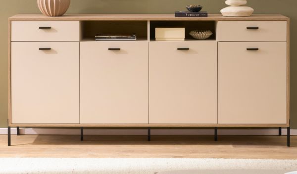Sideboard Ingar in Kaschmir und Eiche,  Kommode 205 x 95 cm mit Soft-Close