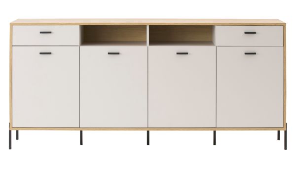 Sideboard Ingar in Kaschmir und Eiche,  Kommode 205 x 95 cm mit Soft-Close