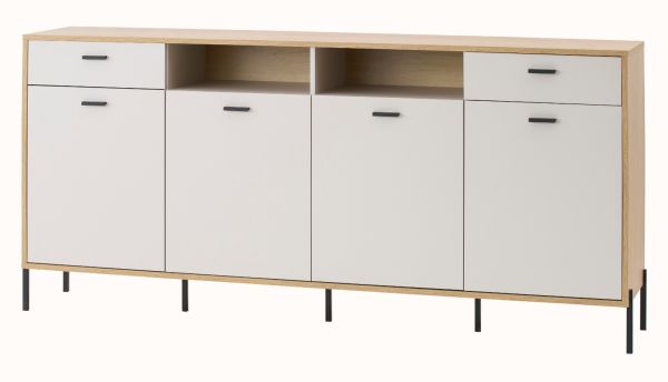 Wohnwand Ingar in Kaschmir und Eiche Wohnkombination 320 cm, mit Soft-Close