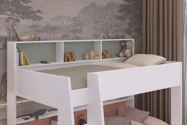 Parisot Etagenbett Leo in Wei�, Kinder und Jugendzimmer Hochbett Liegefl�che 2x 90 x 200 cm