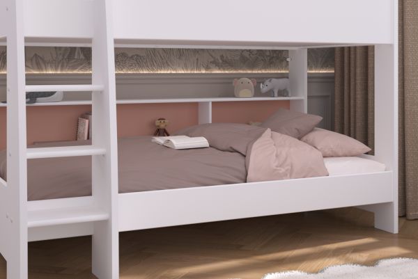 Parisot Etagenbett Leo in Wei�, Kinder und Jugendzimmer Hochbett Liegefl�che 2x 90 x 200 cm