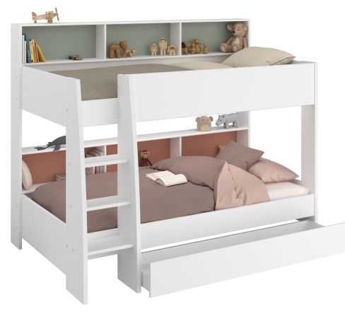 Parisot Etagenbett Leo in Wei�, Kinder und Jugendzimmer Hochbett Liegefl�che 2x 90 x 200 cm