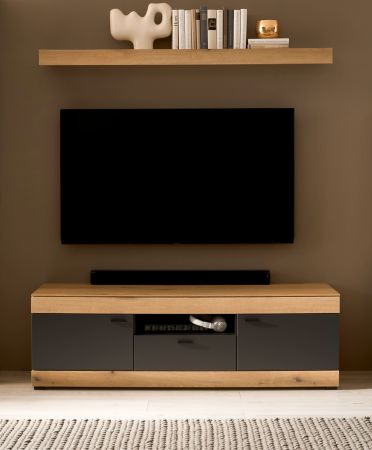 TV-Lowboard Assina in Evoke Eiche und Grau matt, TV Unterschrank 150 cm mit Soft-Close