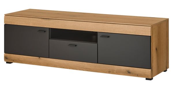 TV-Lowboard Assina in Evoke Eiche und Grau matt, TV Unterschrank 150 cm mit Soft-Close