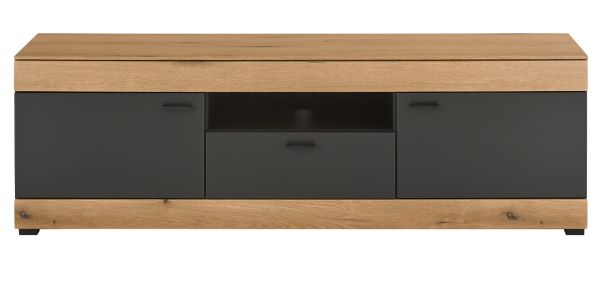 TV-Lowboard Assina in Evoke Eiche und Grau matt, TV Unterschrank 150 cm mit Soft-Close