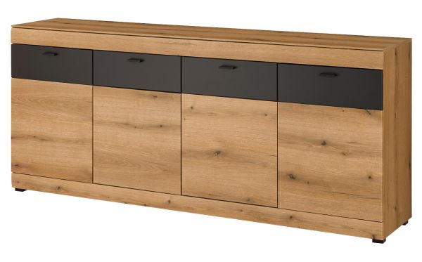 Sideboard Assina in Evoke Eiche und Graphit Grau, gro�e Kommode 200 cm mit Soft-Close