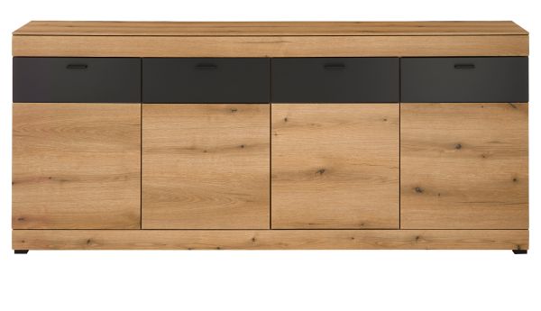 Sideboard Assina in Evoke Eiche und Graphit Grau, gro�e Kommode 200 cm mit Soft-Close