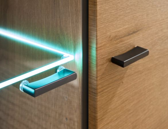 Wohnwand Assina in Evoke Eiche und Graphit Grau 3-teilig 300 cm, Schrankwand mit Soft-Close