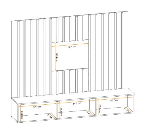 TV-Lowboard Set Public in Wotan Eiche und schwarz, Flat-TV Unterschrank h�ngend mit LED und Akustikpaneel, 180 cm