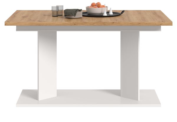 Esstisch Anton in Artisan Eiche und Wei� Tisch 2-fach ausziehbar 140 - 180 - 220 x 90 cm