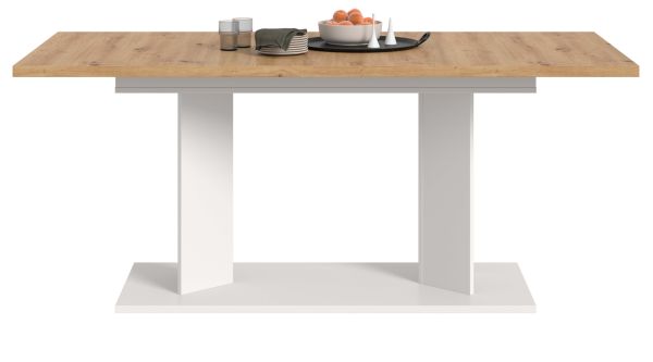 Esstisch Anton in Artisan Eiche und Wei� Tisch 2-fach ausziehbar 140 - 180 - 220 x 90 cm